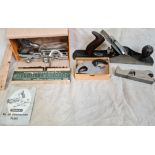 4 various planes to include Stanley No. 50 combination plane, small Stanley model 90J, Stanley model