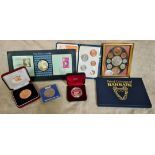 A collection of coins to include a 1976 Day of the Concorde commemorative coin cover, a Proof