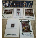 3 sets of English coins and 5 "Dixon's Gazette" catalogues on medals.