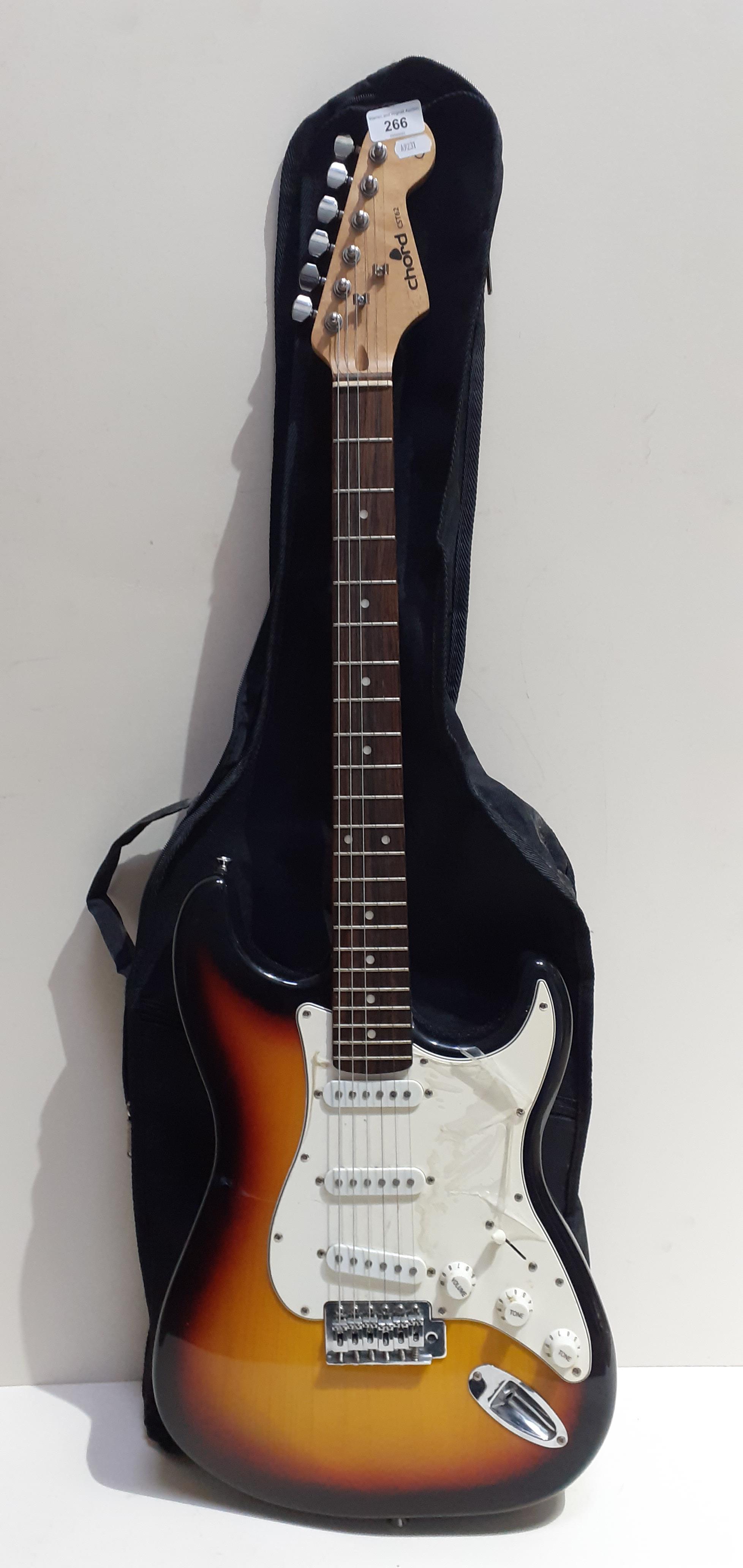 A Chord CST62 electric guitar.