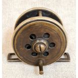 A Jardine Patent 18817 ( possibly Heatons ) brass and ebonite fly reel, 2 1/4".