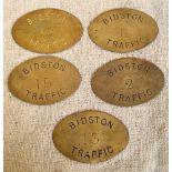 5 railway goods tallies, Bidston Wirral.