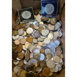 A box of world coins.