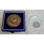 Large agricultural medal chicken B.O.C.M Trials leading bird 1951-52 and An Inter-Unit Football