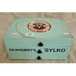 A vintage Dewhurst's Sylko advertising haberdashery three drawer chest.