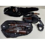 A set of Uilleann bagpipes with bag.