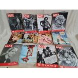 A box of 1939 picture post magazines and a box of 1940s-1960s magazines.