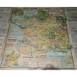 A large vintage map of france on card, double sided, 'France Politique'.