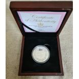 A HRH Princess Charlotte silver coin, wt. 28.28g, boxed with certificate.