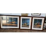 Three Chris Cummings signed limited edition prints of horses, framed and glazed.