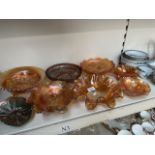 8 items of carnival glass