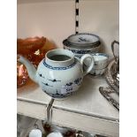 Selection of English 18th century blue and white porcelain - some damage