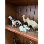 5 animal figures including Beswick doe and fawn