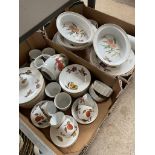 Two boxes of Royal Worcester 'Evesham' teaware, approximately 60 pieces.