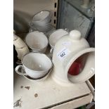 Salt pig and Royal Doulton white cups and saucers