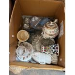 A box of mixed ceramics etc