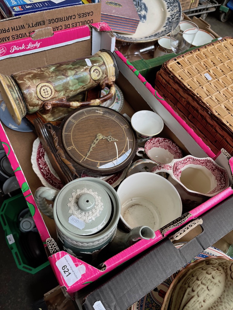 Box of pottery and other items