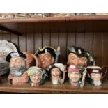 A group of seven Royal Doulton character jugs.