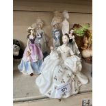 8 assorted figures including Royal Doulton My Love, a Spode figure, 2 parian figures etc