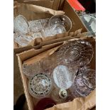 Two boxes of glassware including bowls, vases and dishes etc