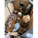 A box of bird ornaments to include Border Fine Arts, Ainsley, etc.