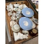 A box of various ceramics to include Wedgwood Jasperware and Nao etc.