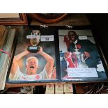 A collection of 60+ former Man UTD players photoprints/ postcards, some duplicates.