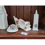 Four pieces of early crested ware including Southport and a rare Carlton Ware Manchester 'Anzacs for