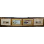 Four 20th century watercolours, coastal scenes, all framed and glazed.