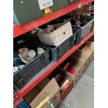8 boxes of misc pottery and metalware, ornaments, jugs, vases, etc.