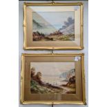 A pair of early 20th century watercolours, coastal scenes, 33cm x 22.5cm, signed A E Bailey,