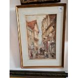 19th century/ early 20th century school, watercolour, street scene, 27cm x 42cm, signed M Hanbury