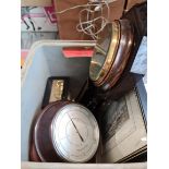 An oak cased Broom Reid & Harris barometer, an SB Shortland bakelite thermometer, a vintage Taylor