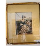 19th century print of a woman, published 1854 by G Baxter, London, 15cm x 20cm, framed and glazed.
