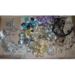 A box of assorted costume jewellery including silver, gold plated etc.