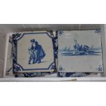 A collection of 10 old English and Dutch Delft tiles.