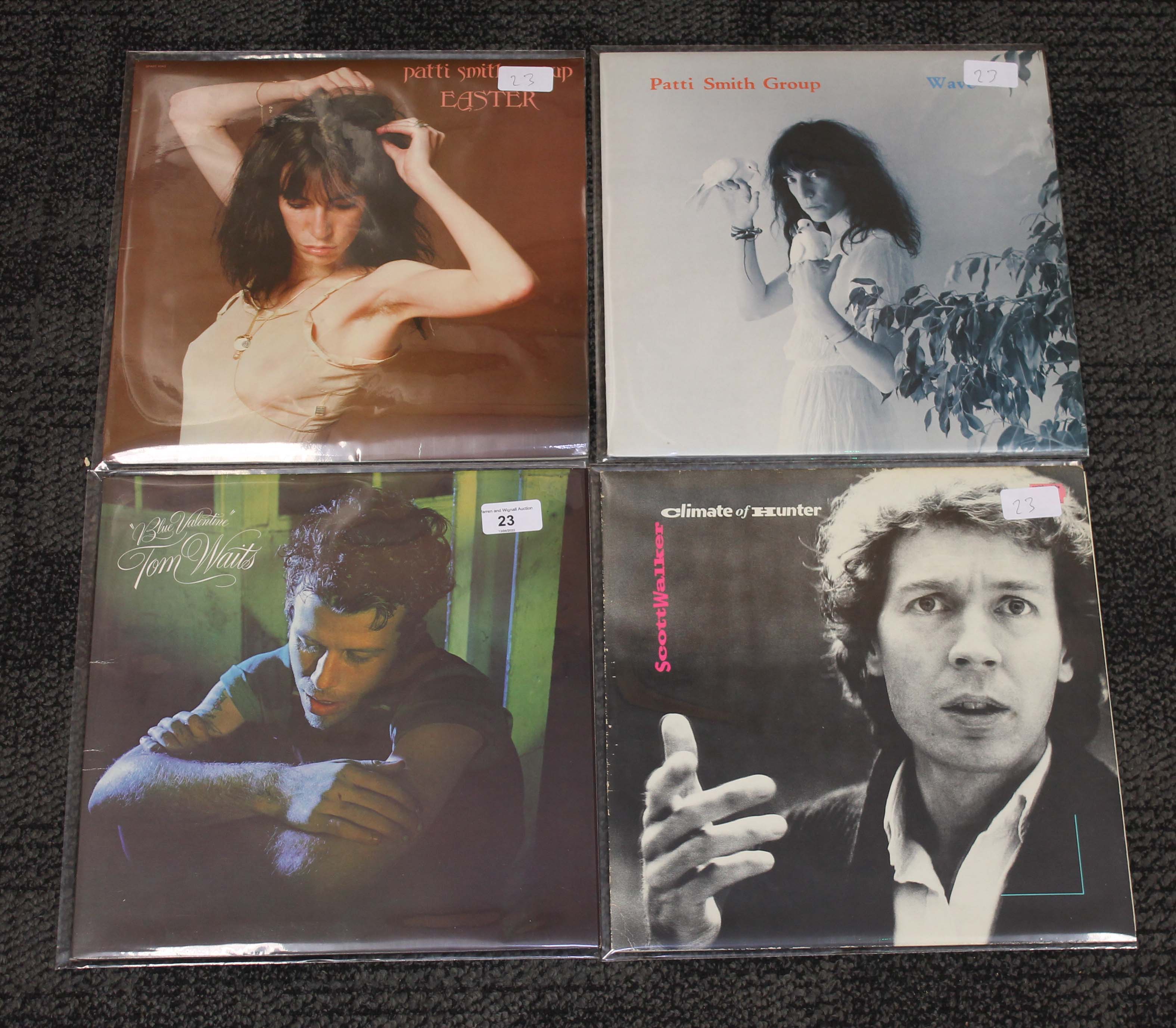 Four LPs comprising Tom Waits - Blue Valentine, Scott Walker - Climate of Hunter, Patti Smith