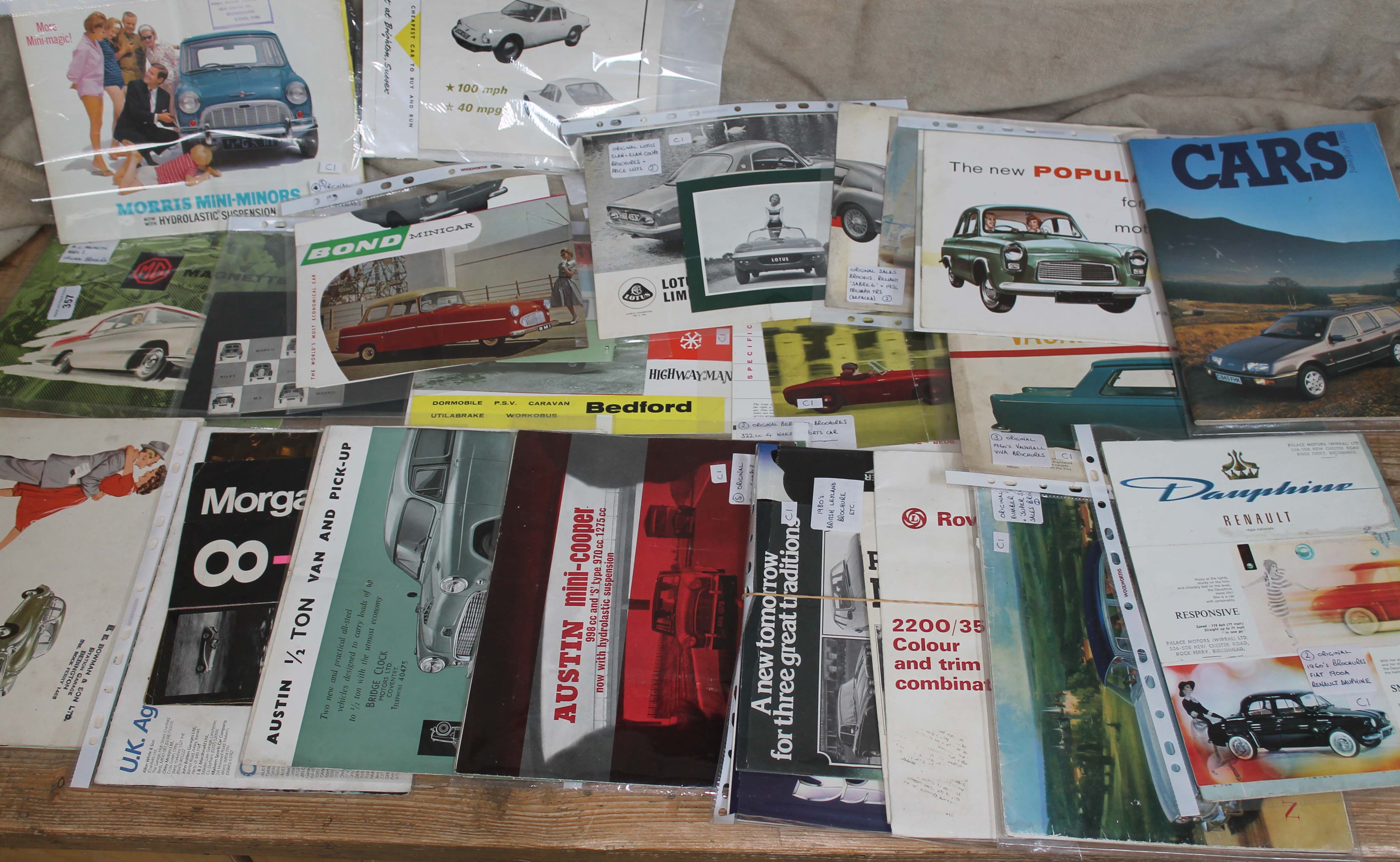 A collection of approx 50 automobilia brochures to include Vauxhall Victor, Vauxhall Viva, Ginetta