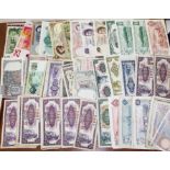 Assorted world bank notes.