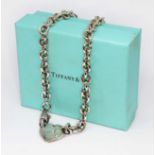 A Tiffany & Co silver belcher necklace with 'Return to Tiffany' heart shaped tag, marked '