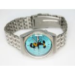 A Seiko automatic wrist watch with Mickey Mouse dial. Condition - not currently running, later non
