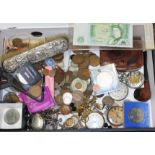 A mixed lot including coins, watches etc.