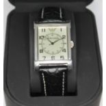 A gent's Emporio Armani quartz wrist watch with box.