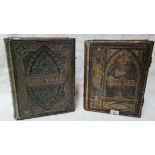 Two antique gilt metal bound family bibles.