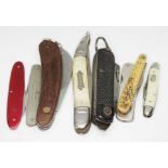 Eight various knives and penknives including Solingen fish knife, Brazil hoof pick etc.