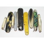 Nine various penknives including Richards Sheffield, Jowilka Ireland and Timor Germany.