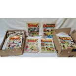 Two boxes of comics including Beano, Dandy etc.