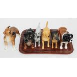 Five large Beswick dogs and another.