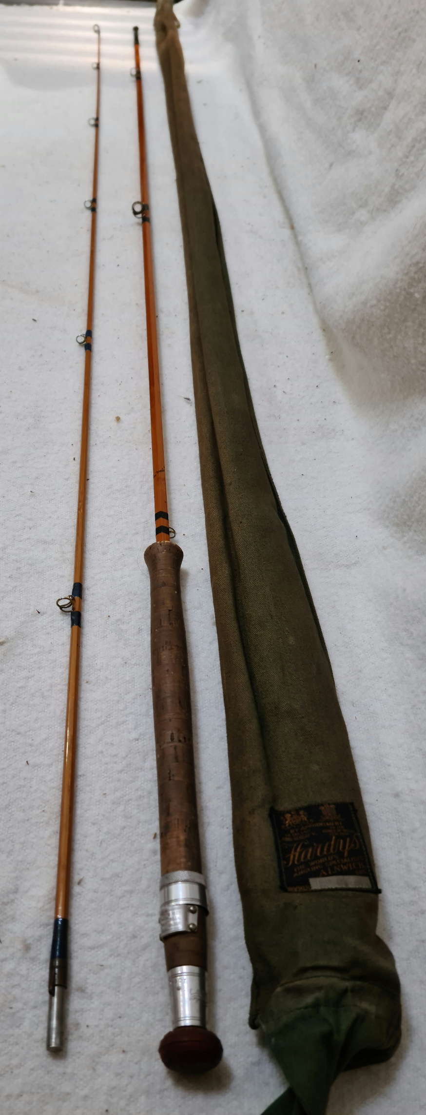 A 10' vintage Hardy Bros Ltd. 'Palakona' 'The Nocturnal sea trout' two section stained split cane,