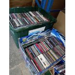 2 boxes of CDs and a box of DVDs